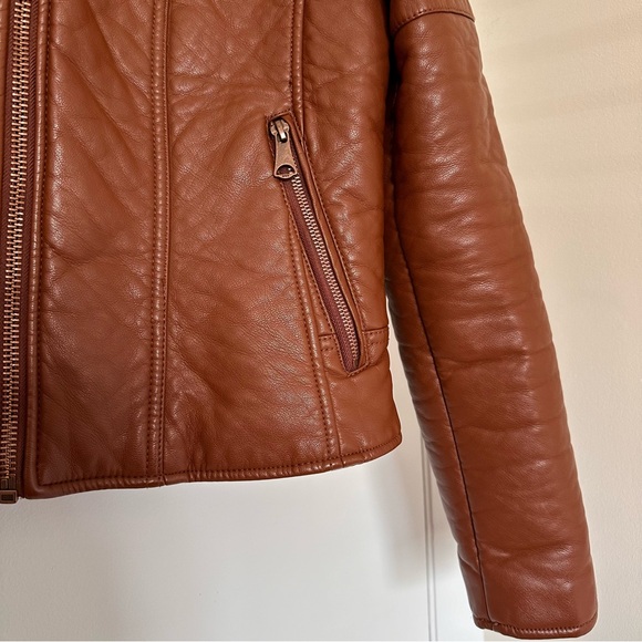 Marc New York Andrew Marc Women Brown Faux Vegan Leather Jacket Size M - Picture 2 of 12